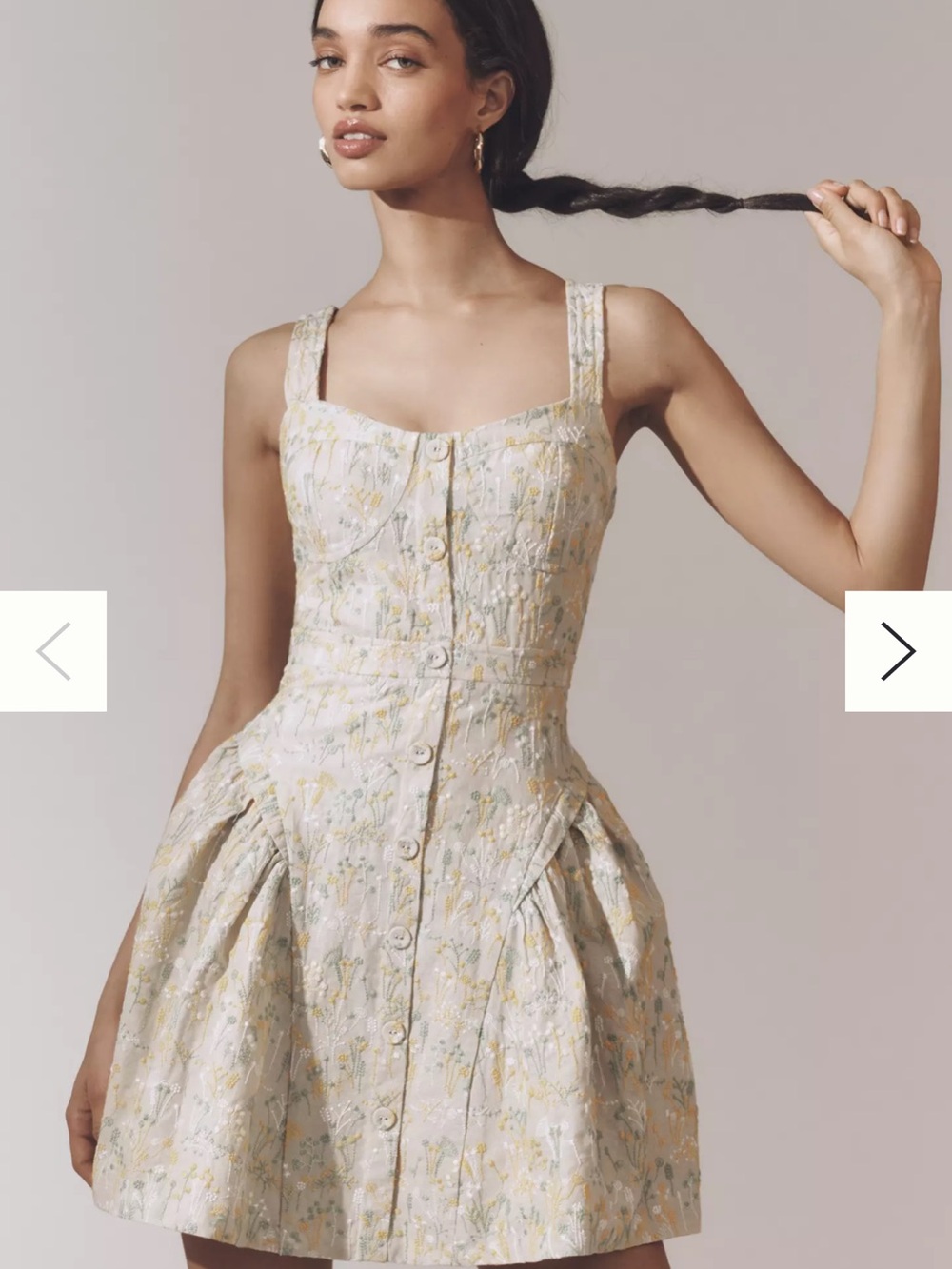 English Factory Floral Fit-and-Flare Mini Dress in Cream and Yellow